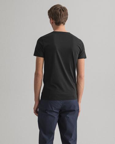GANT Erkek Siyah Slim Fit V Yaka T-Shirt_1