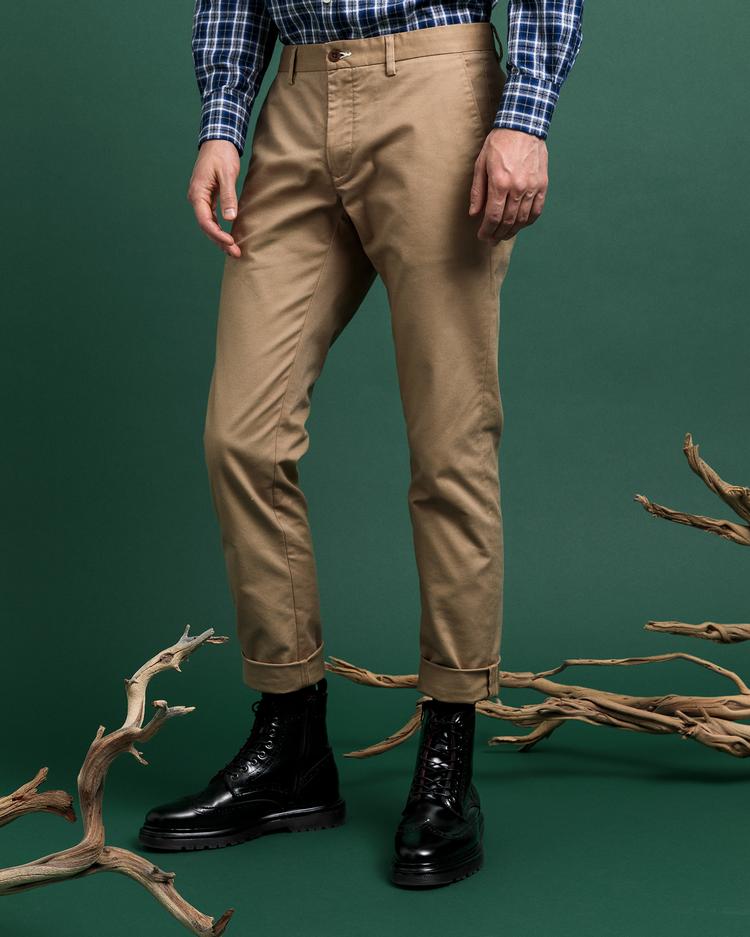 GANT Erkek Yeşil Slim Fit Pantolon_1