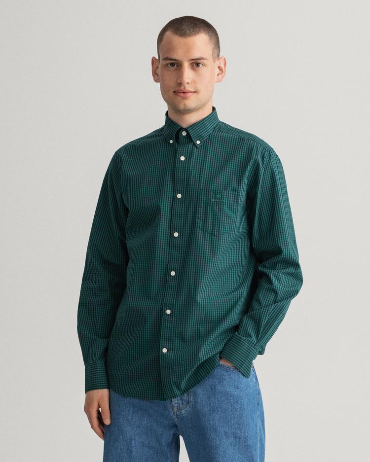 GANT Erkek Yeşil Regular Fit Kareli Gömlek