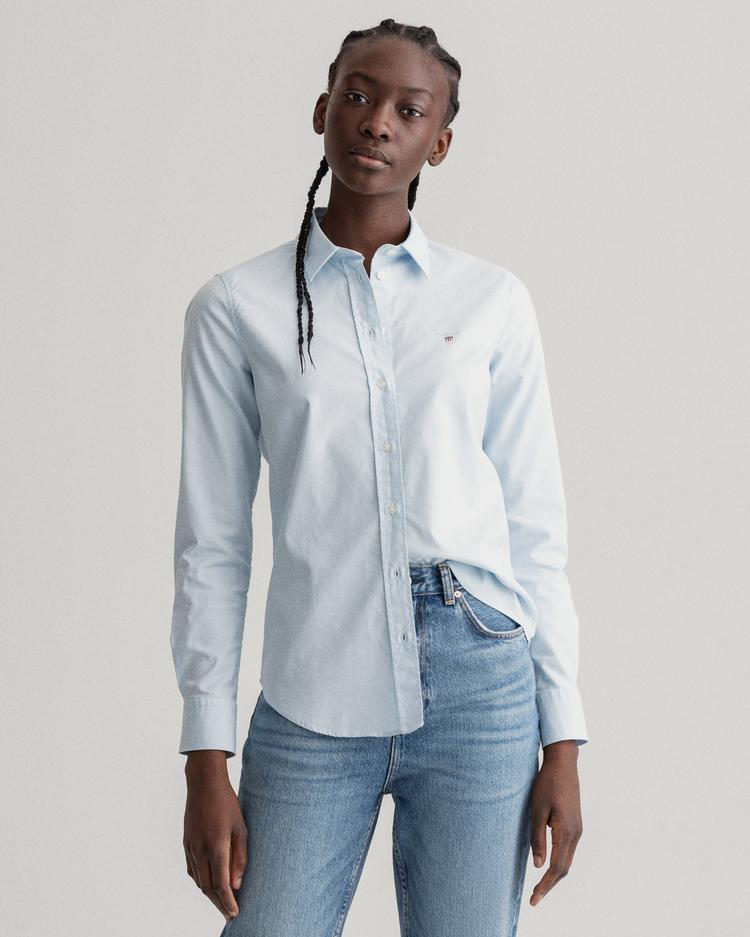 GANT Kadın Mavi Slim Fit Stretch Oxford Gömlek