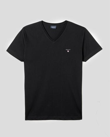 GANT Erkek Siyah Slim Fit V Yaka T-Shirt_7