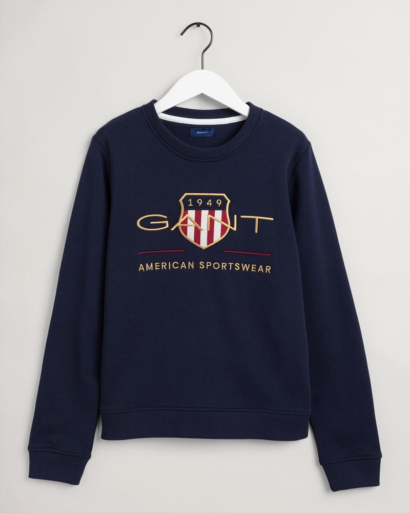 Gant Kadın Lacivert Regular Fit Logolu Sweatshirt