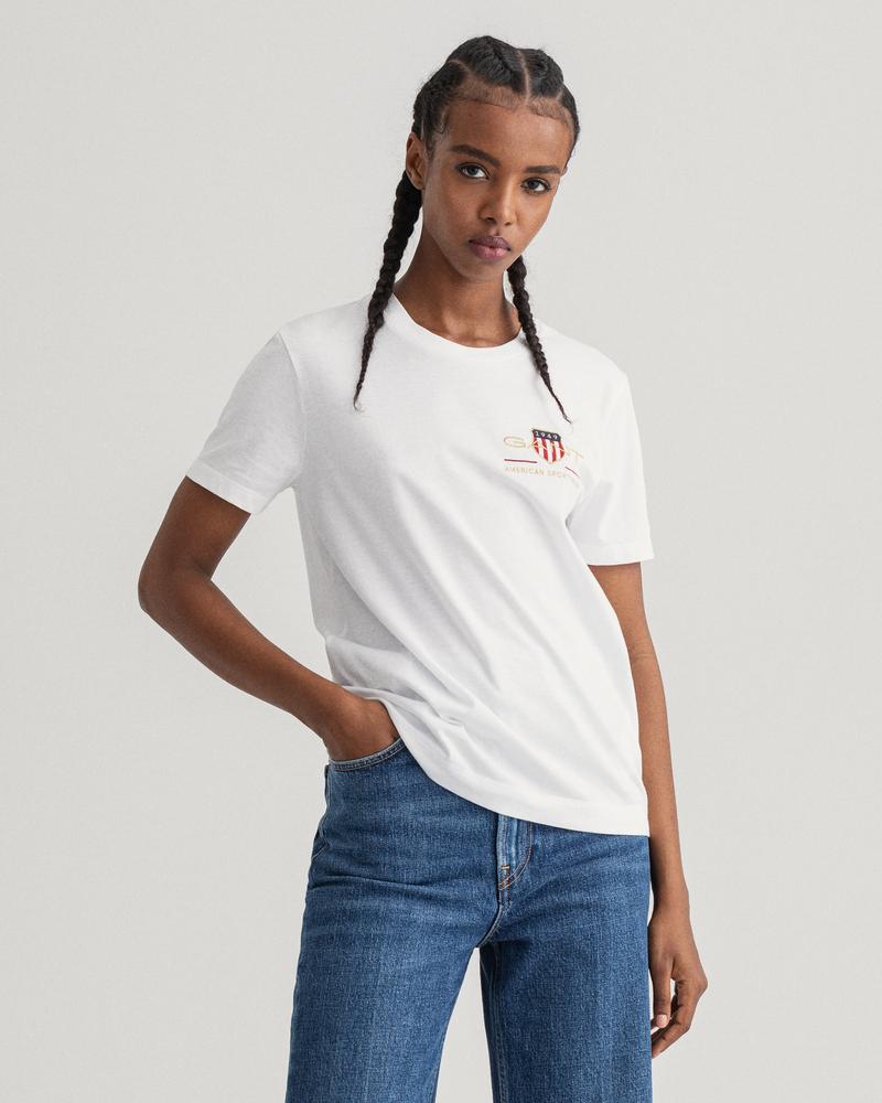Gant Kadın Beyaz Regular Fit Logolu T-shirt