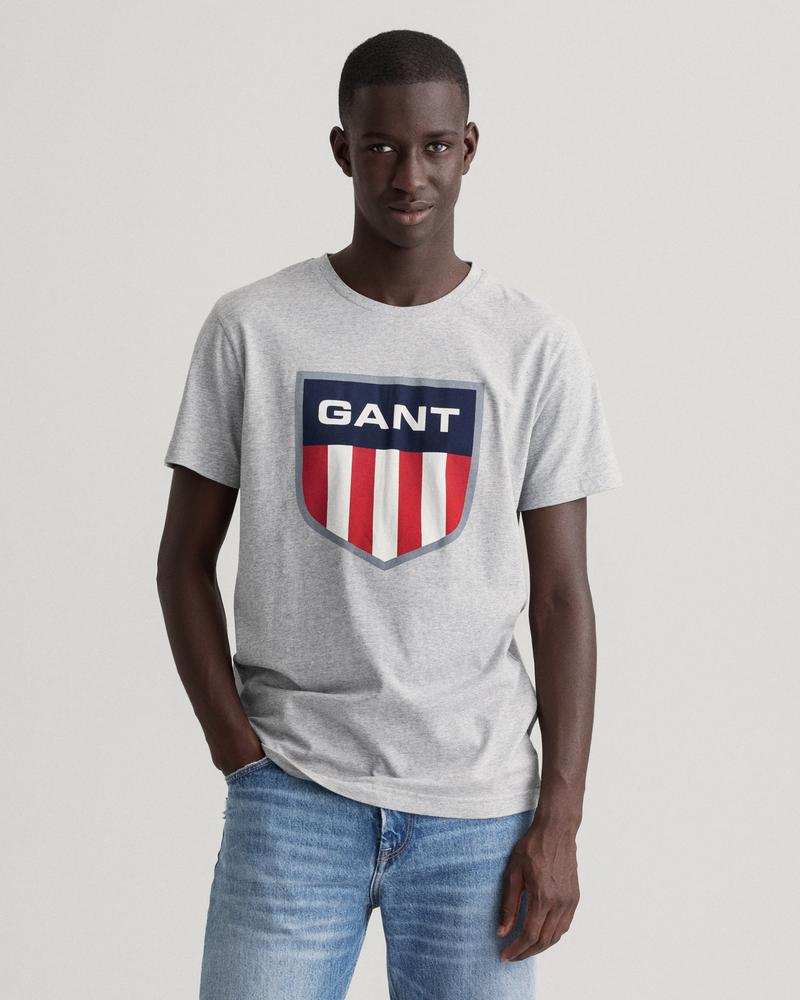 Gant Erkek Gri Regular Fit Logolu T-shirt