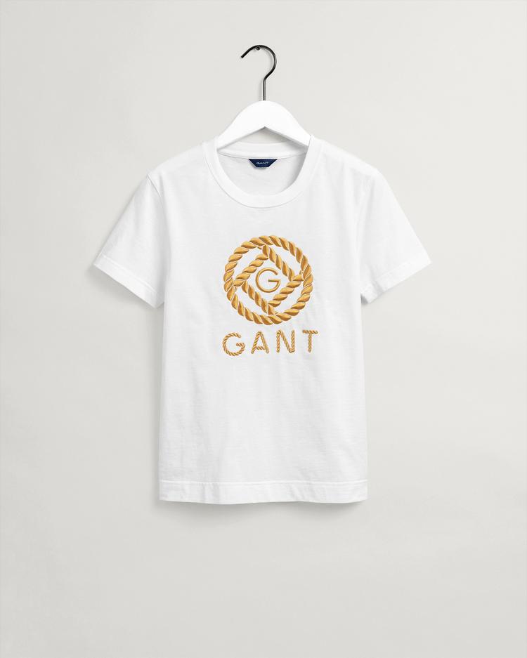 Gant Kadın Beyaz Relaxed Fit Logolu T-shirt