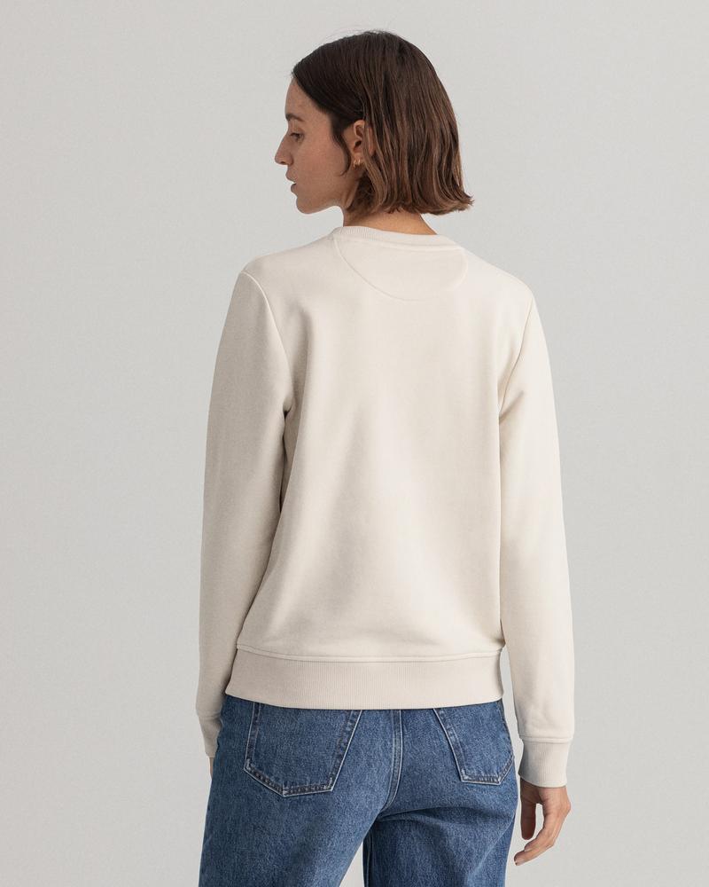 Gant Kadın Krem Regular Fit Logolu Sweatshirt