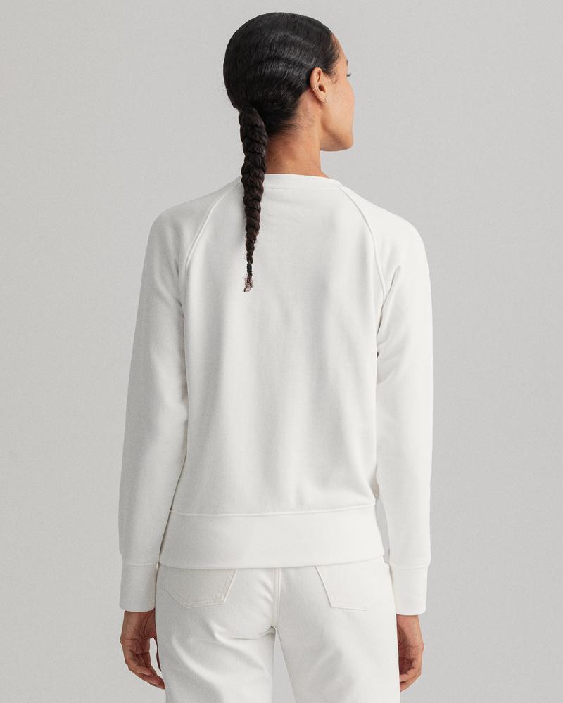 Gant Kadın Beyaz Relaxed Fit logolu Sweatshirt
