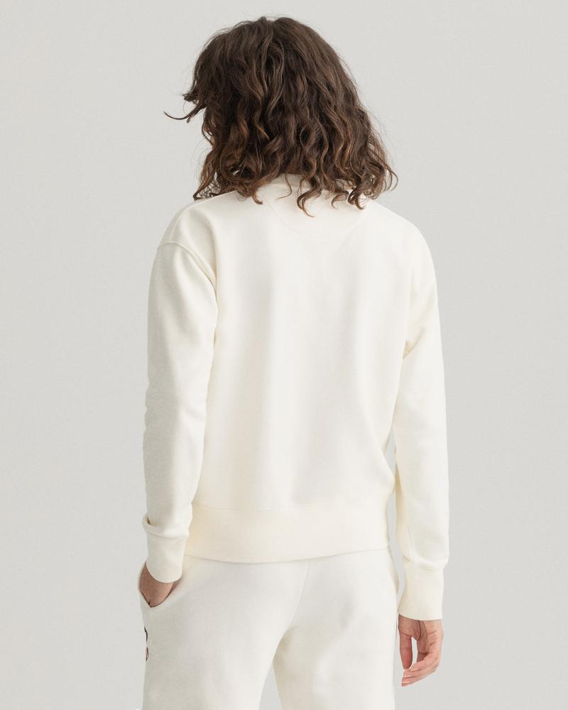 Gant Kadın Beyaz Relaxed Fit Logolu Sweatshirt