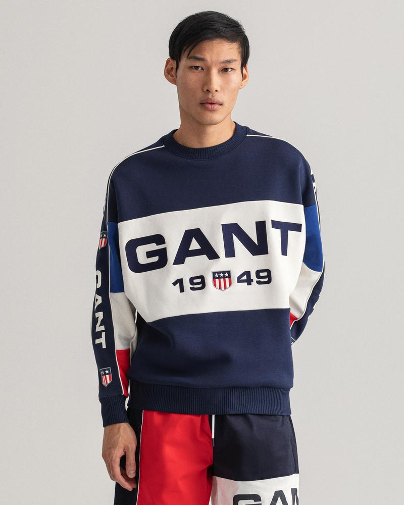 Gant Erkek Lacivert Relaxed Fit Kapüşonlu Logolu Sweatshirt