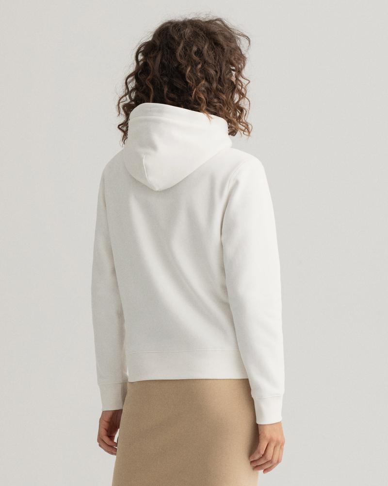 Gant Kadın Beyaz Regular Fit Kapüşonlu Baskılı Sweatshirt