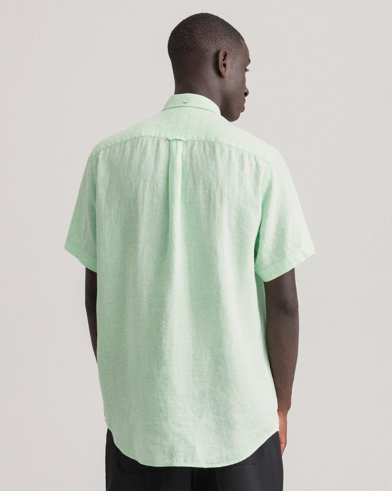 Gant Erkek Yeşil Regular Fit Kısa Kollu Keten Gömlek